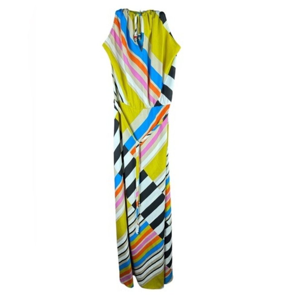 Cache Multicolor Striped Maxi Dress - Lime, Blue, Pink, Orange, Black